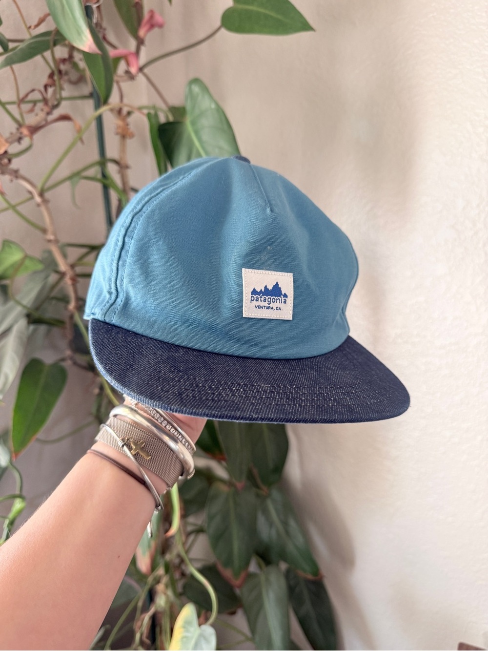 Patagonia Teal and Navy 5-Panel Flat Brim Cap Unisex